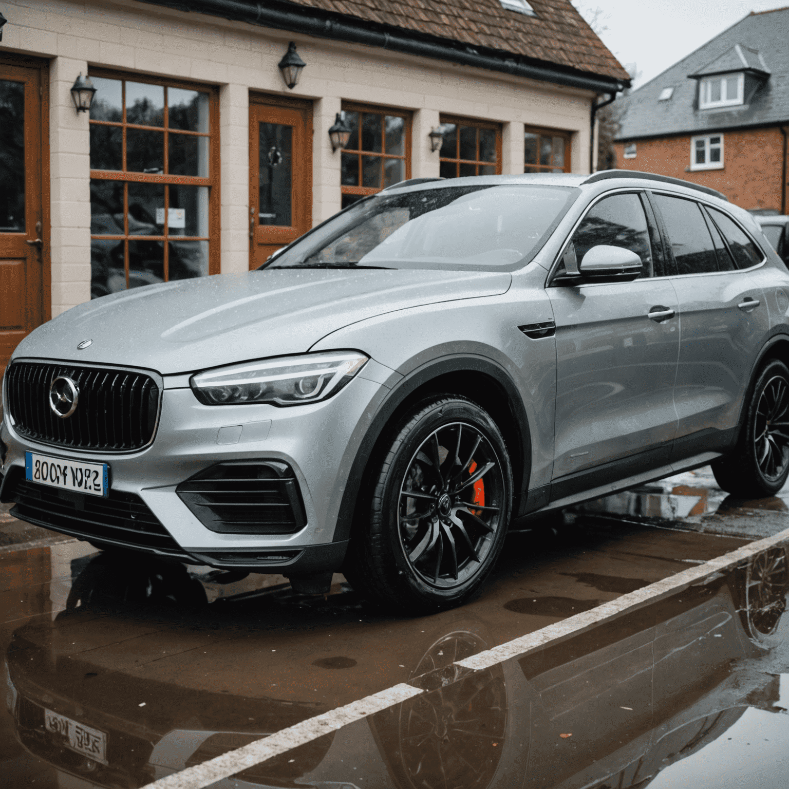 Een auto die wordt gewassen en behandeld met beschermende was, met focus op ramen die worden behandeld met anti-vries en het interieur dat wordt beschermd tegen vocht en kou